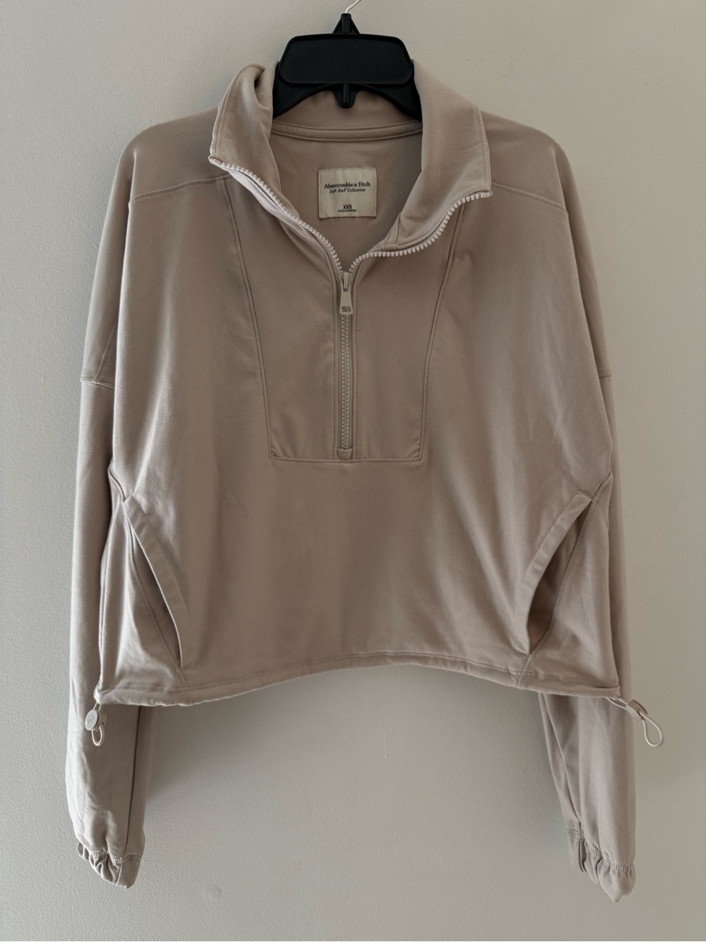 Abercrombie & Fitch Women's Half-Zip Taupe Drawstring Pullover Size: XXS #Lux-W